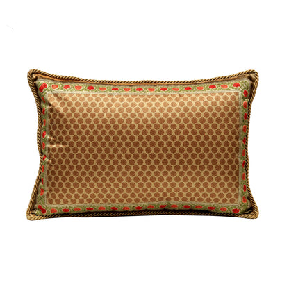 Mughal Cushion Cover - Beige Gold in Silk Blend 14&