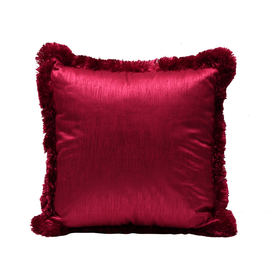 Fringe Cushion Cover -  Magenta  in Silk Blend  18&