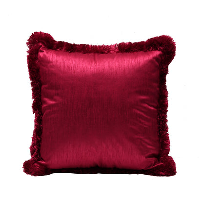 Fringe Cushion Cover -  Magenta  in Silk Blend  18&