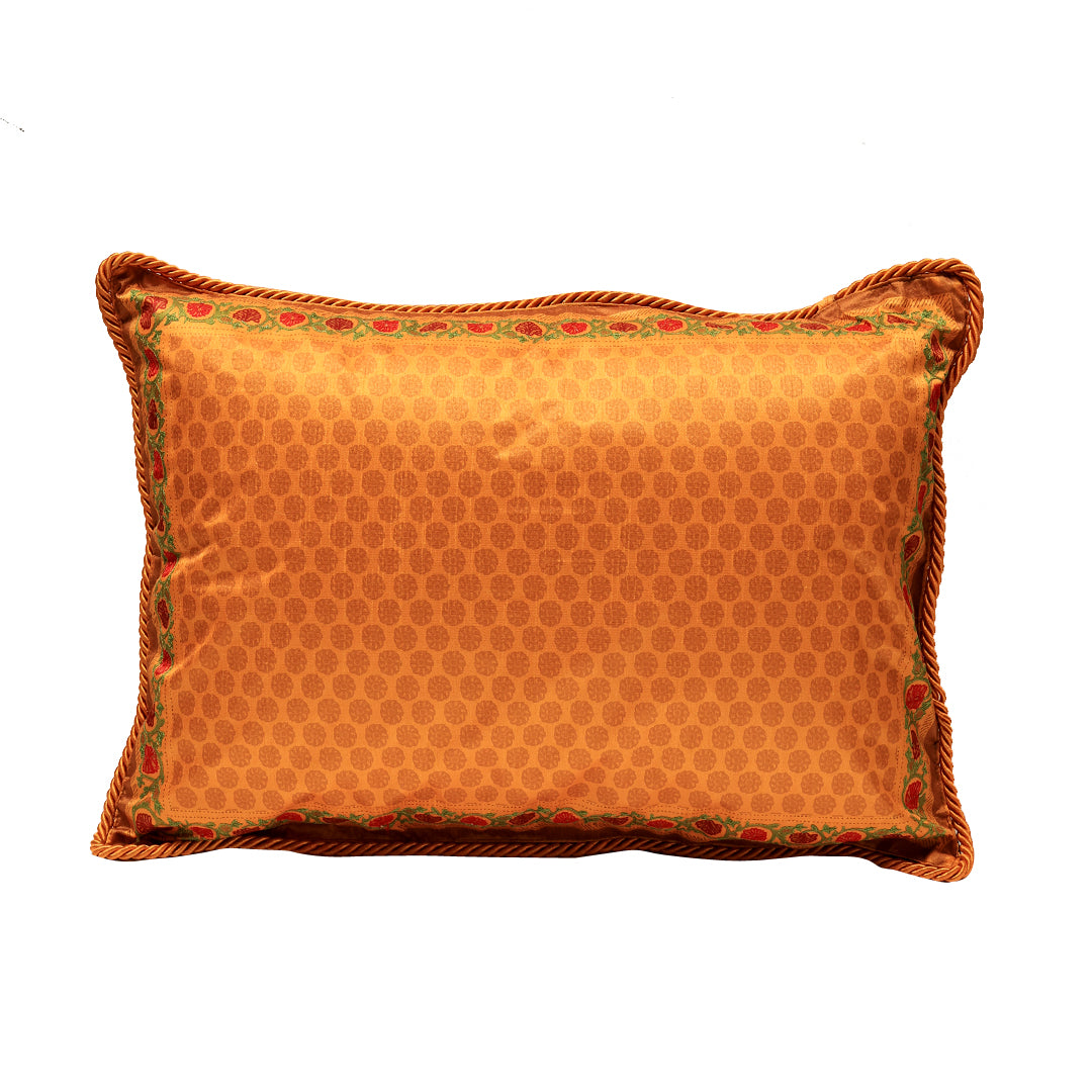 Mughal Cushion Cover - Orange in Silk Blend 14&