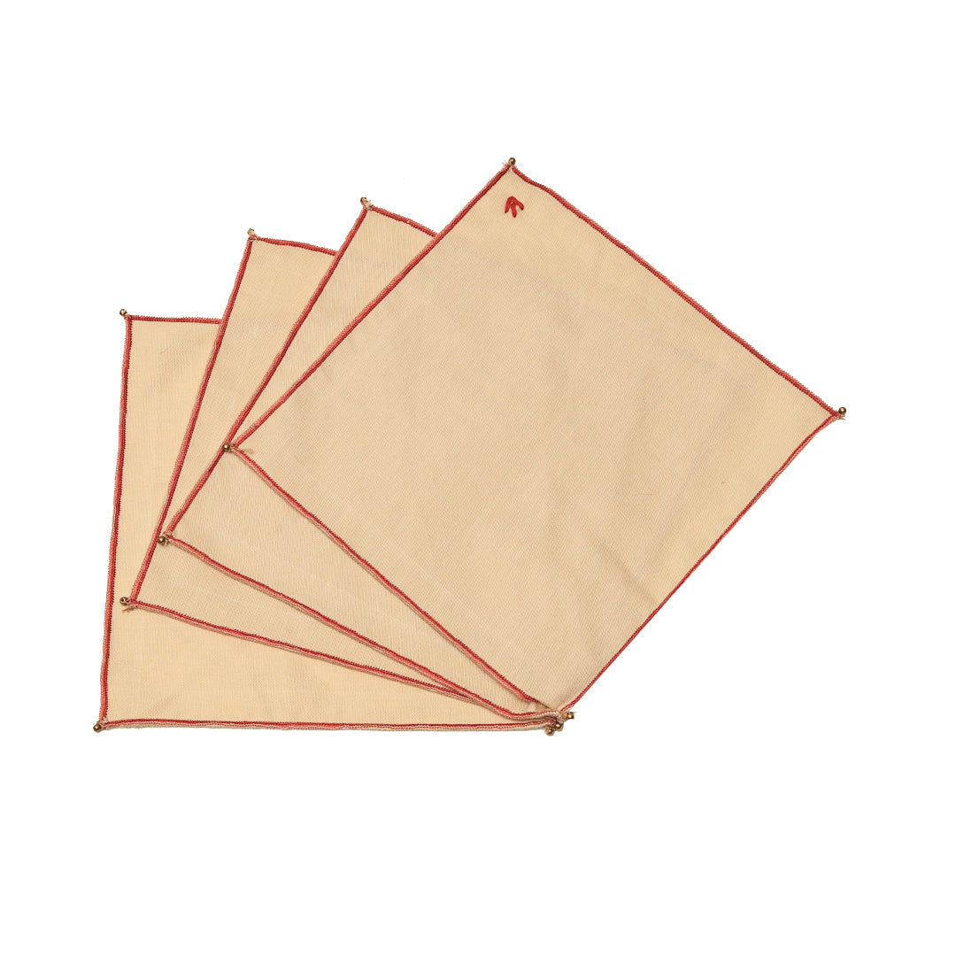 Jamawar Tea Cosy Set - Red and Beige in Shanil