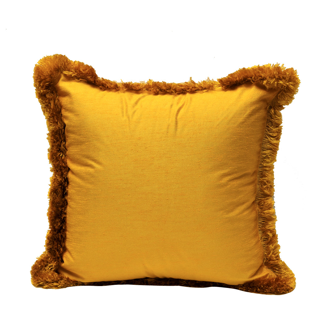 Fringe Cushion Cover -  Yellow  in Silk Blend  18&