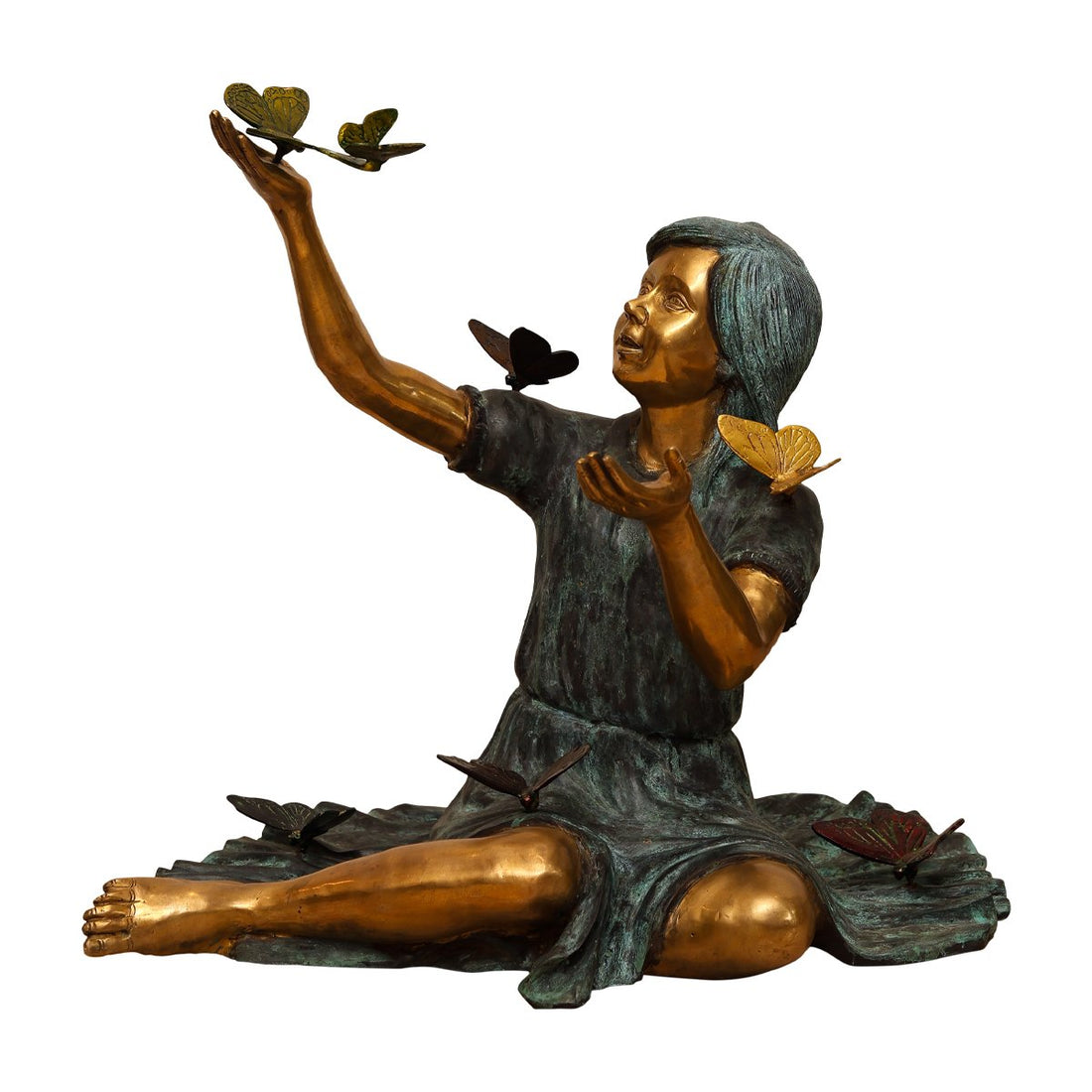 Butterfly Girl - Sculpture in  Brass