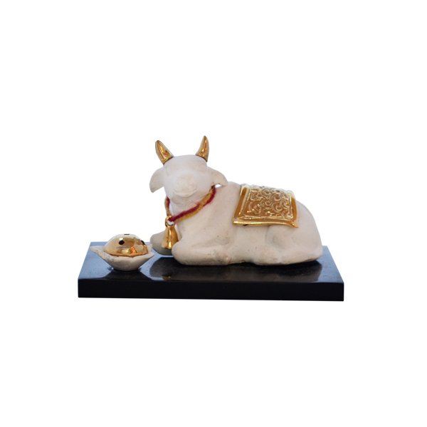Nandi Incense Holder - White in Resin and Gold Plated