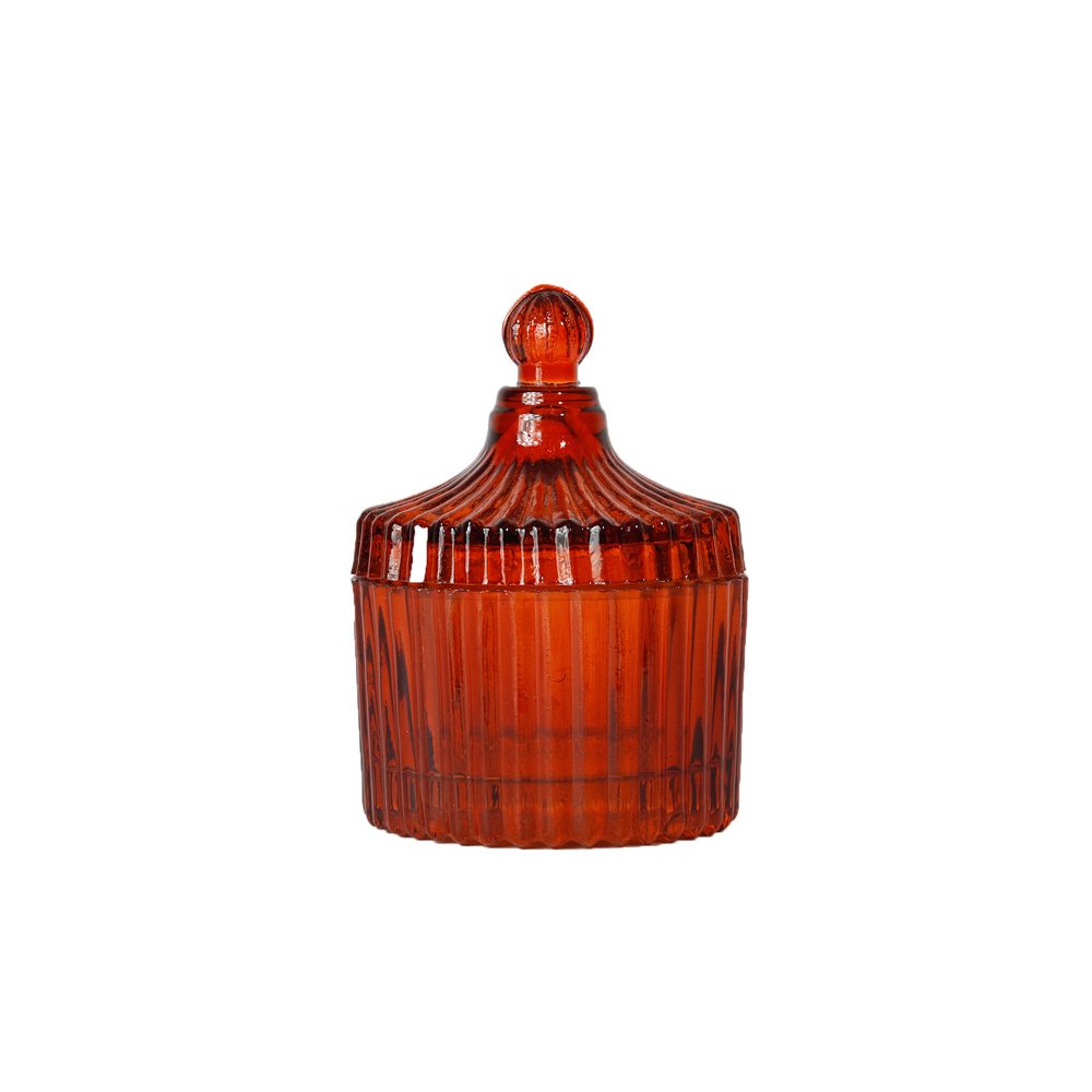Cut Glass Votive With Lid – Red