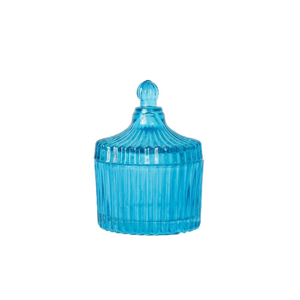 Cut Glass Votive With Lid – Blue