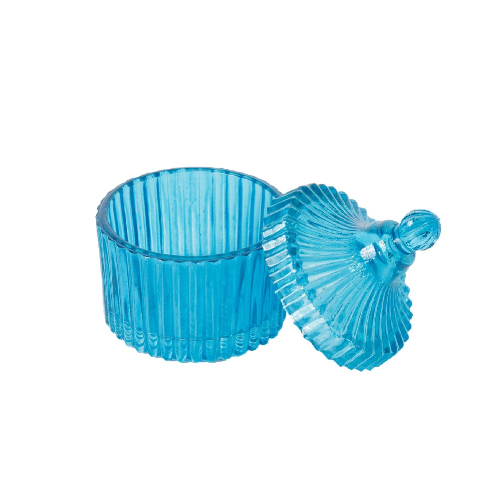 Cut Glass Votive With Lid – Blue