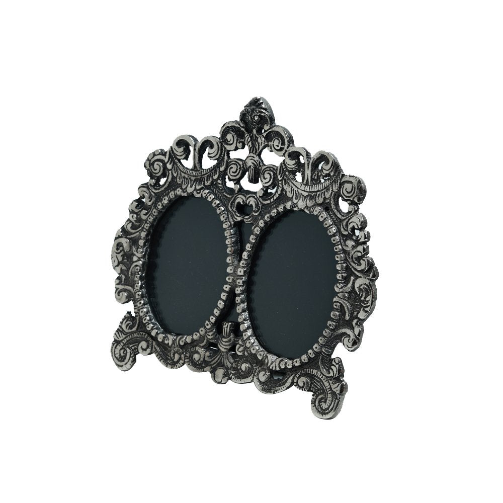Vintage Oval Dual Frame  - Silver in Metal 3&quot; X 4.5&quot;