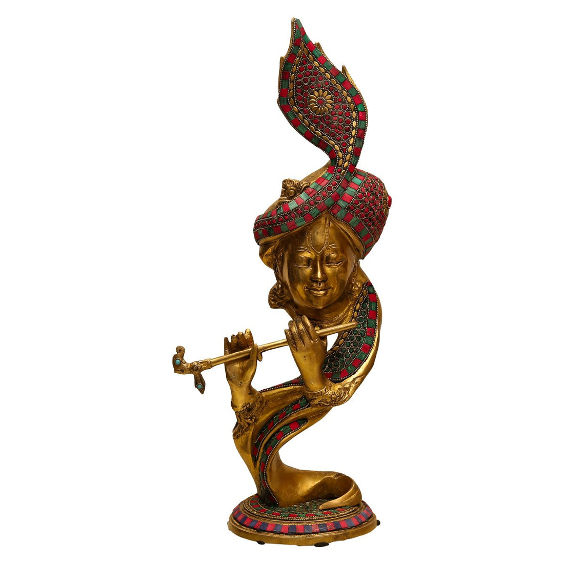 Bansuri Krishna - Colored in Brass