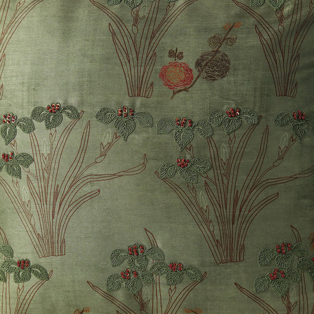 Vanya Dori Cushion Cover - Green in Silk Blend 18&