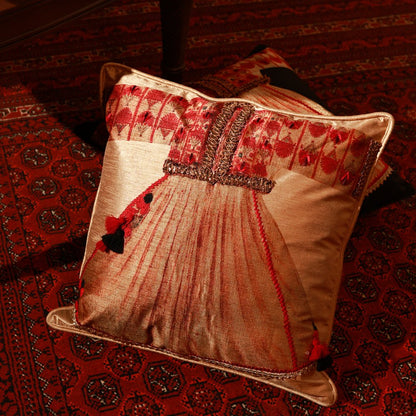 Poshak Cushion Cover - Beige in Silk Blend 16&quot; X 16&quot;