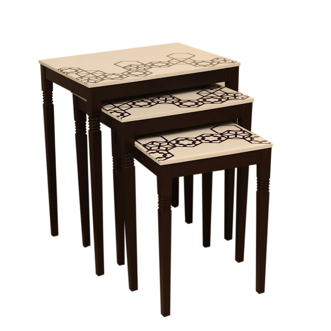 Beehive Nest of Table - Teak Wood and Marble