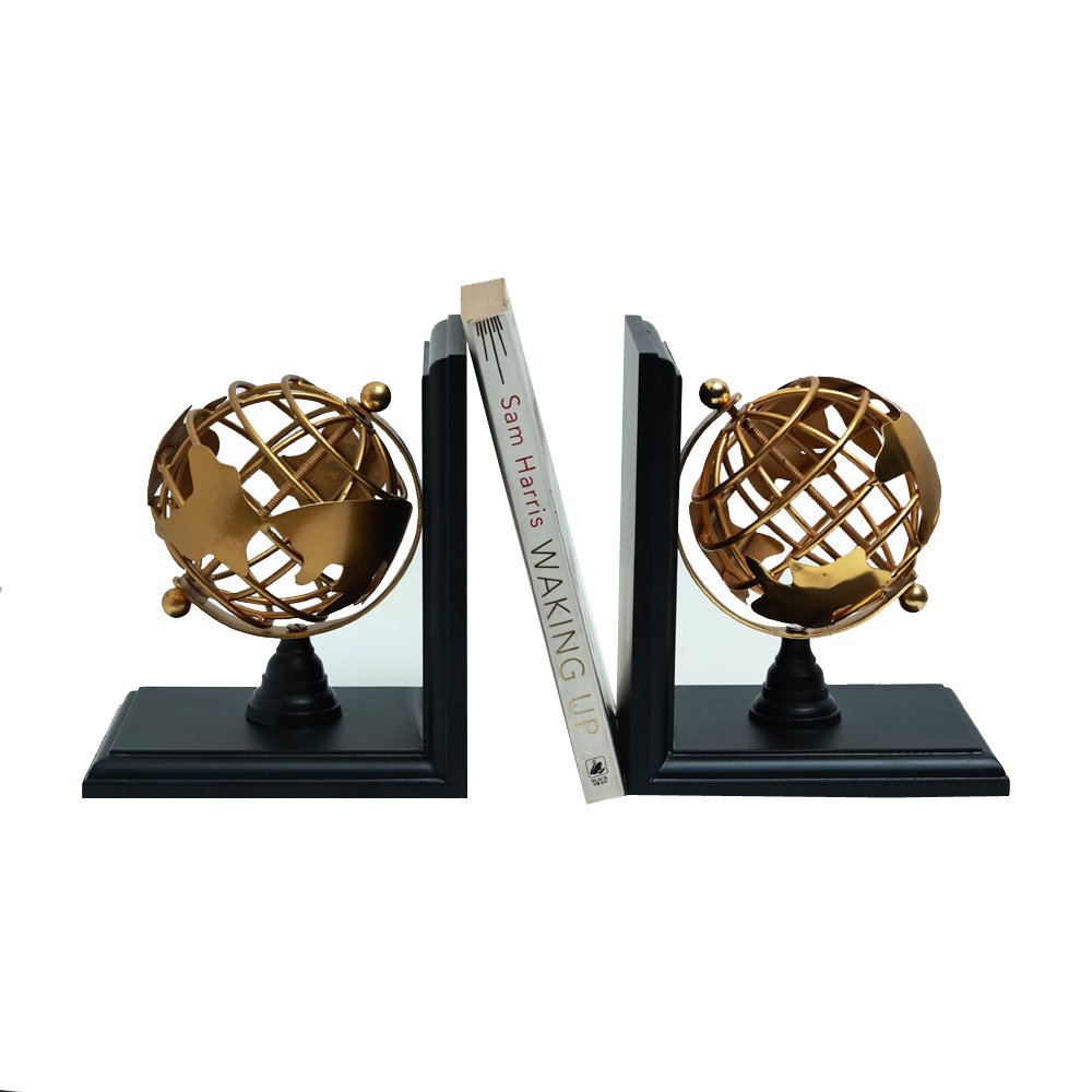 Globe Bookends - Gold in Metal