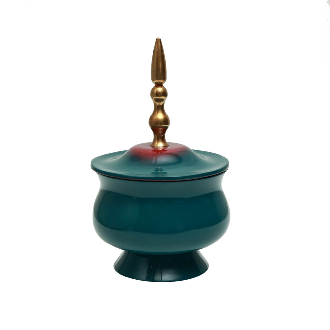 Nalanda Peetal Jar - Ombre in MDF and  Brass