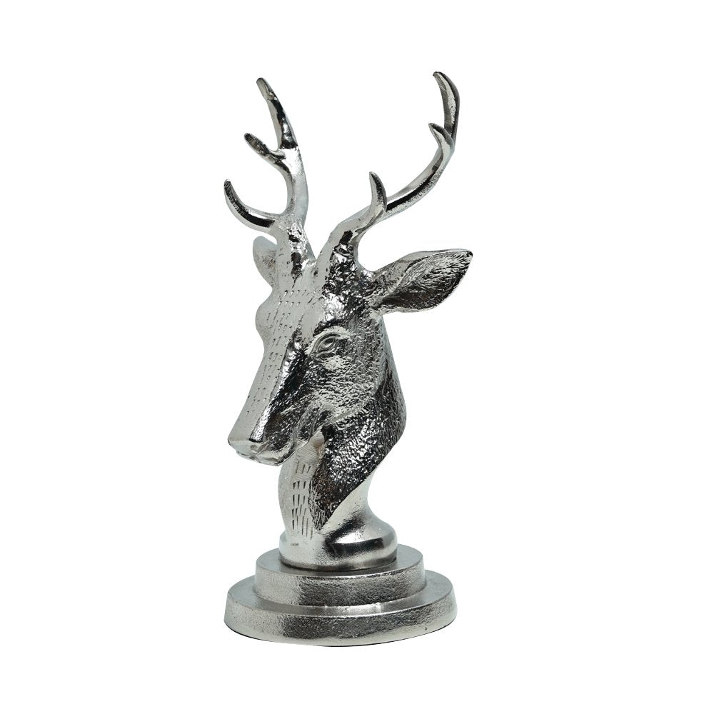 Antlered Deer Statue Silver