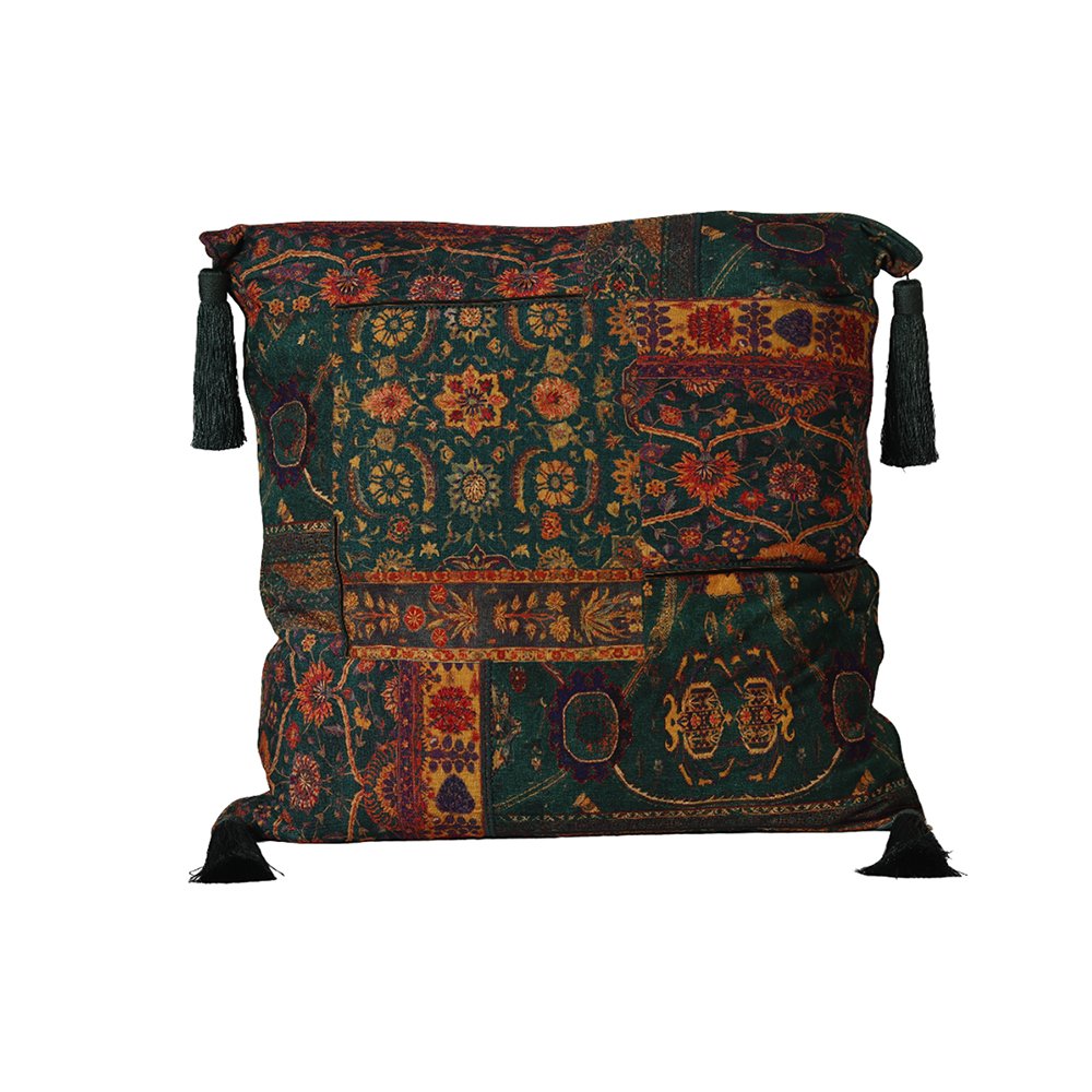 Kilim Floor Cushion Cover - Green in Shanil 36&