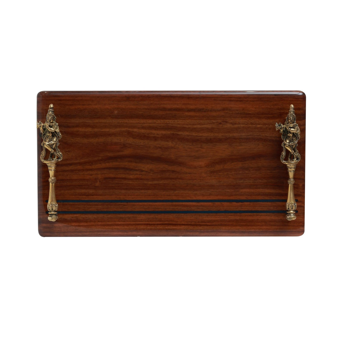Krishna wooden Tray - Brass and Wood
