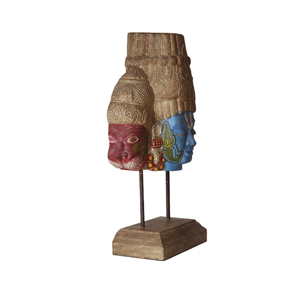 Vishnu Head -  Multicolour in Wood and Metal