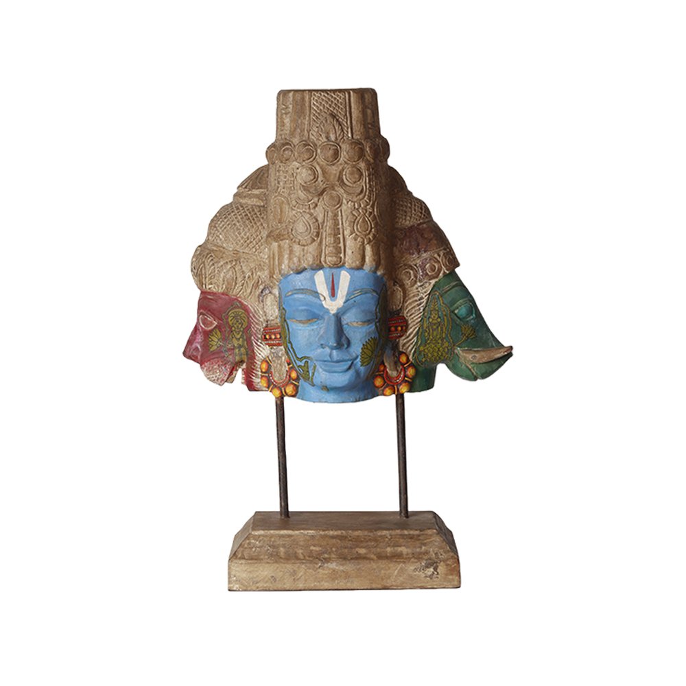 Vishnu Head -  Multicolour in Wood and Metal
