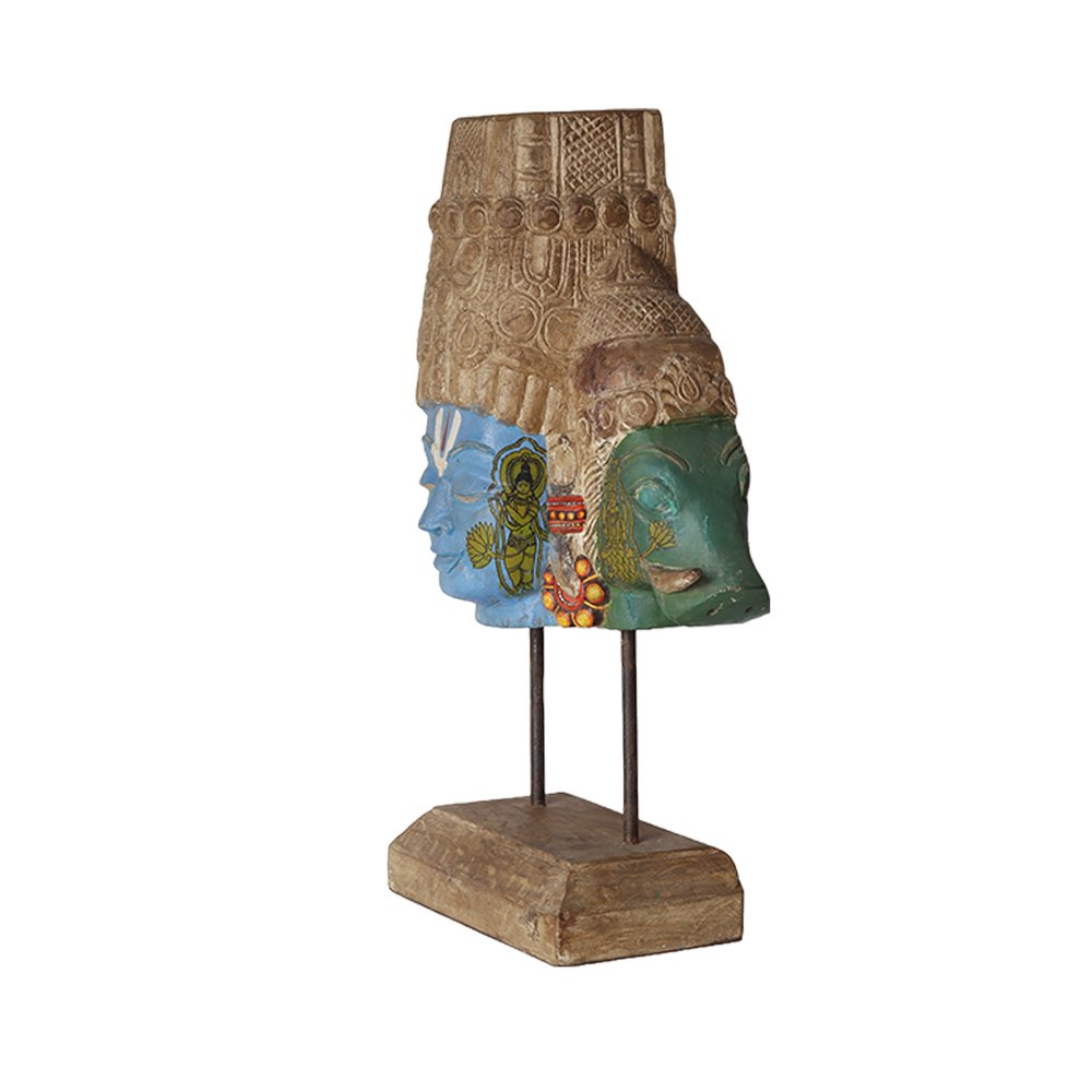 Vishnu Head -  Multicolour in Wood and Metal