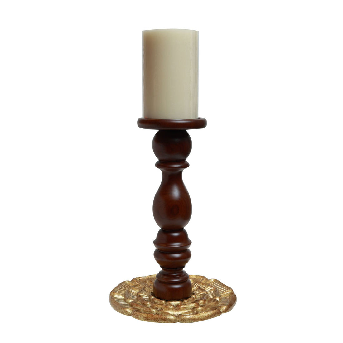 Candle Pillars - Brown in Teak Wood