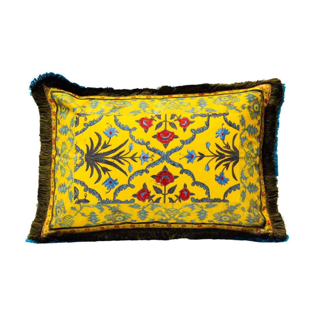 Chinar Cushions Cover - Mustard in Chenille  14&quot;x20&quot;