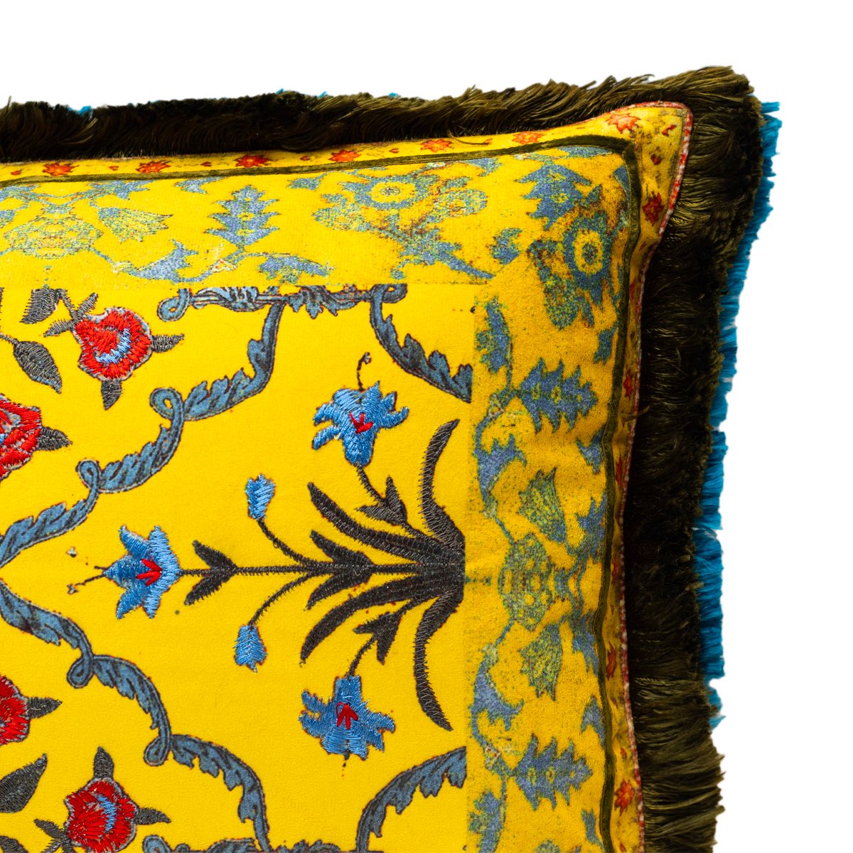 Chinar Cushions Cover - Mustard in Chenille  14&quot;x20&quot;