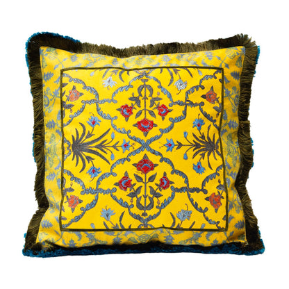 Chinar Cushion Cover - Mustard in Chenille  18&quot;x18&quot;