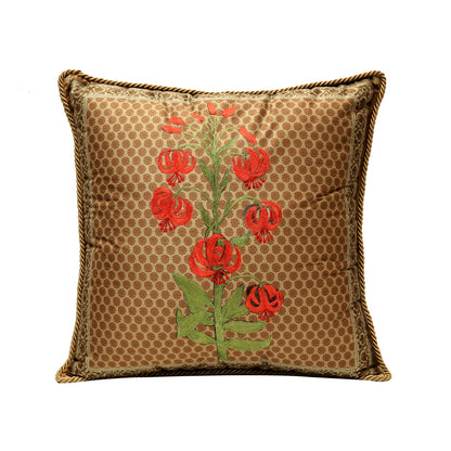Mughal Cushion Cover - Olive in Silk Blend  18&