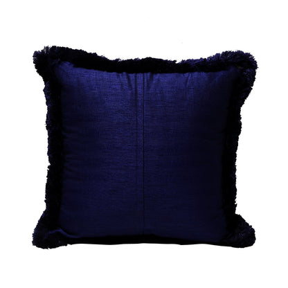 Fringe Cushion Cover -  Blue  in Silk Blend  18&