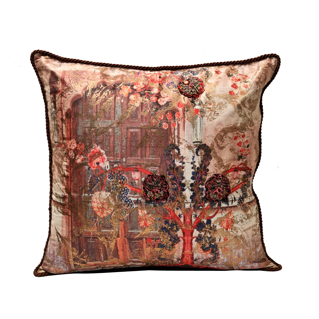 Antique Door Cushion cover - Neutral in Silk Blend  20&