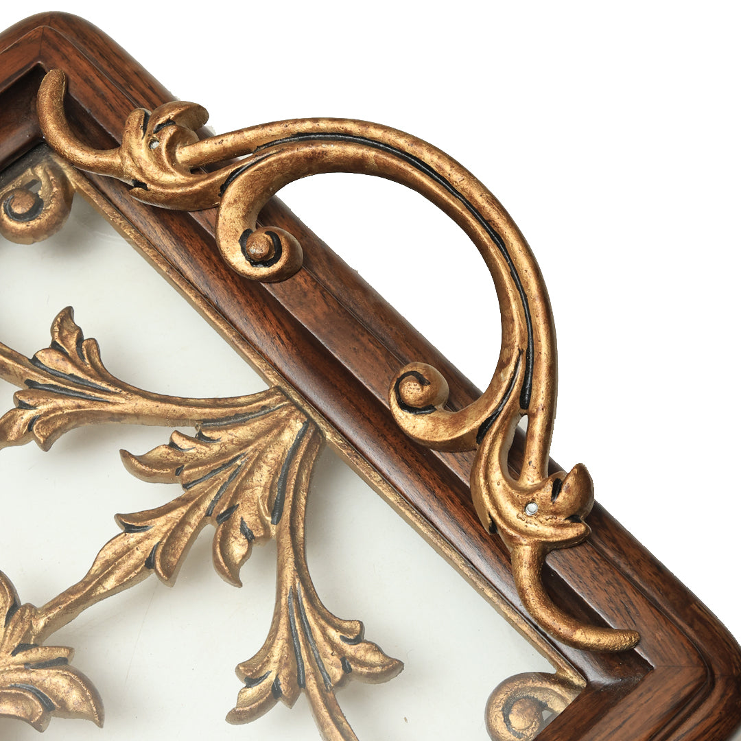 Naaz Tray - Small in Teak Wood and Metal