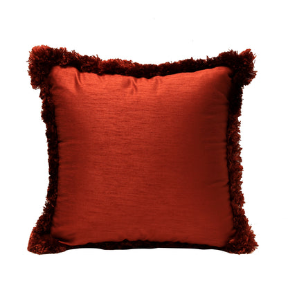 Fringe Cushion Cover - Orange  in Silk Blend  18&