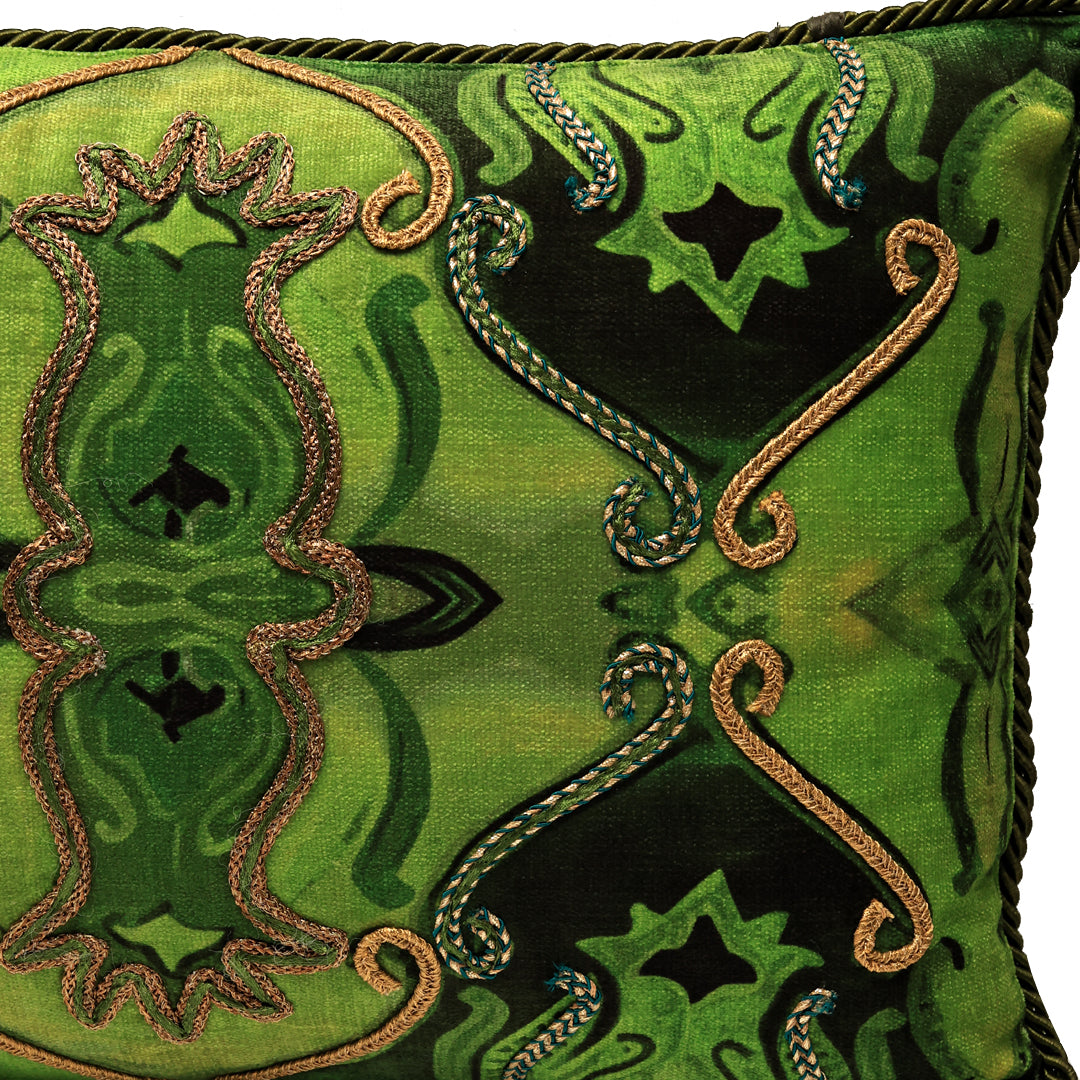 Noor Cushion Cover - Green  in Shenil - 14x20