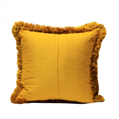 Fringe Cushion Cover -  Yellow  in Silk Blend  18&