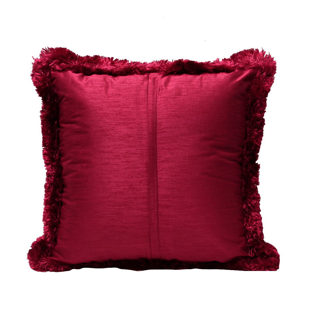 Fringe Cushion Cover -  Magenta  in Silk Blend  18&