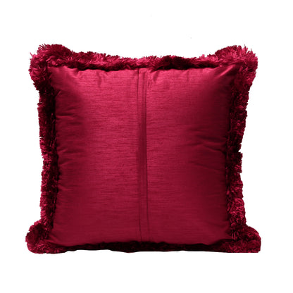 Fringe Cushion Cover -  Magenta  in Silk Blend  18&