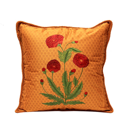 Mughal Cushion Cover - Yellow in Silk Blend  18&
