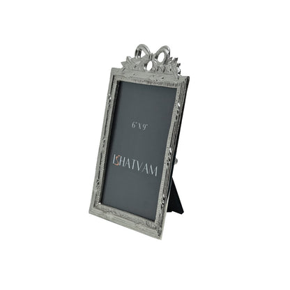 Bow Embellished Frame Silver 6&quot; X 9&quot;