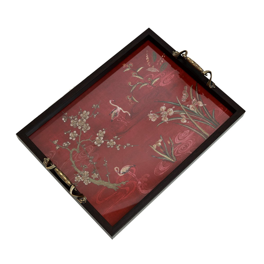 Odyssey Vanya Tray - Red Medium in Wood and Glass