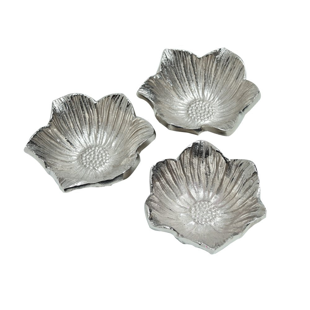 Silver Blossom Tray Set of 3