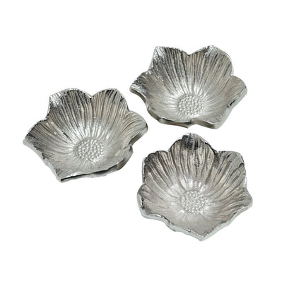 Silver Blossom Tray Set of 3