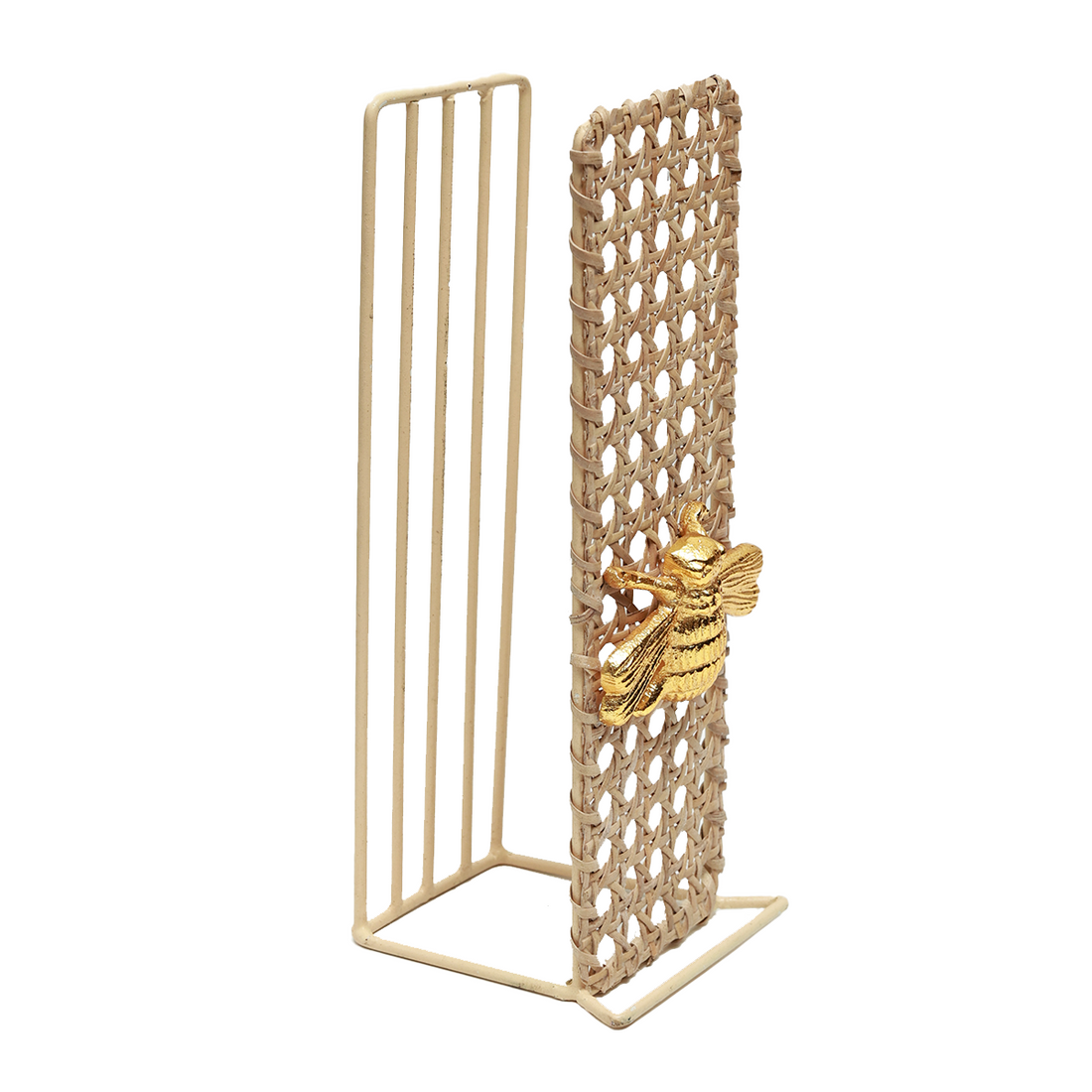 Towel Stand - Golden Bee Accent in Rattan