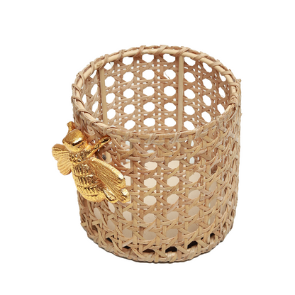 Holder - Decorative Golden Bee in Rattan