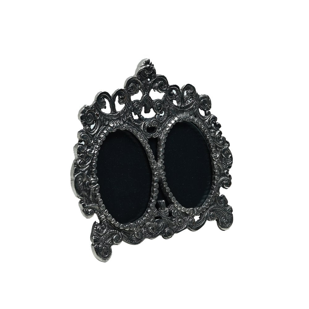 Vintage Oval Dual Frame  - Silver in Metal 3&quot; X 4.5&quot;