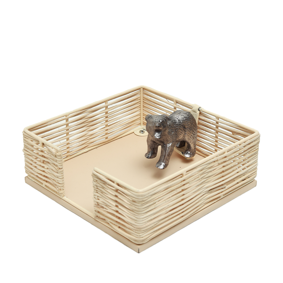 Napkin Holder - Decorative Silver Bear in Rattan