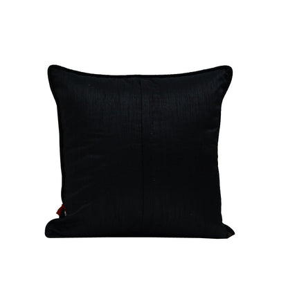 Poshak Cushion Cover - Black in Silk Blend 16&quot; X 16&quot;
