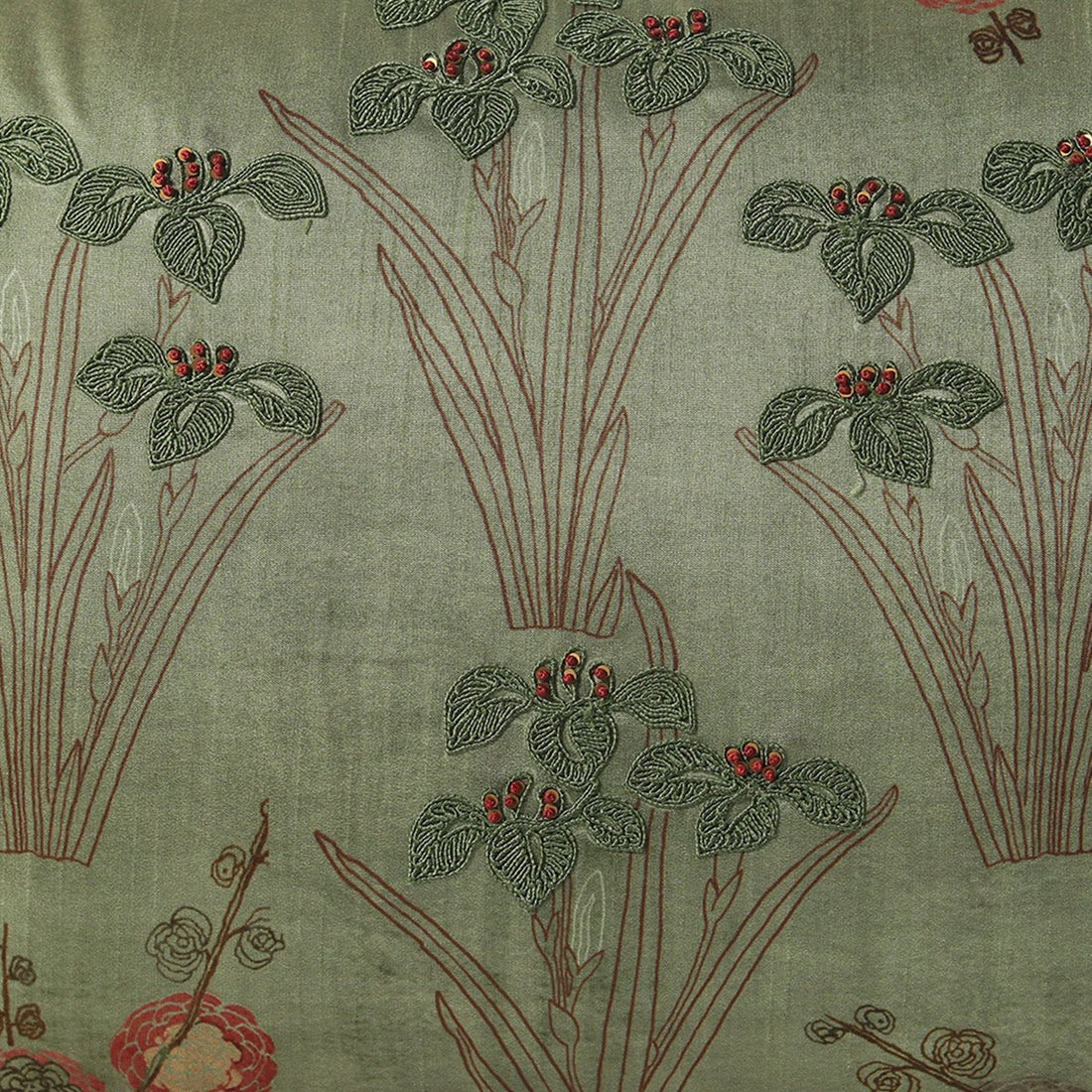 Vanya Dori Cushion Cover - Green in Silk Blend 14&