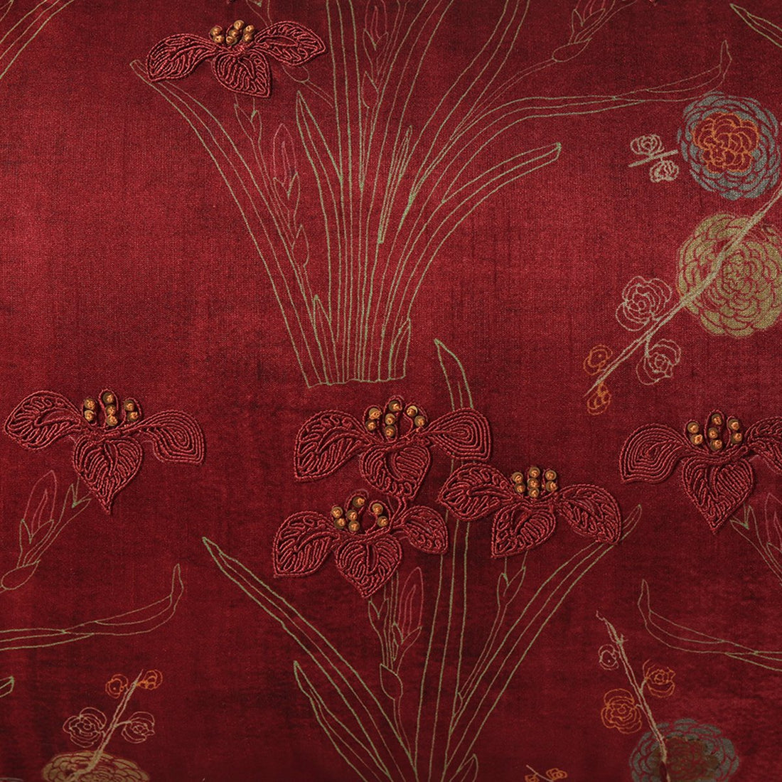 Vanya Dori Cushion Cover - Maroon in Silk Blend 14&