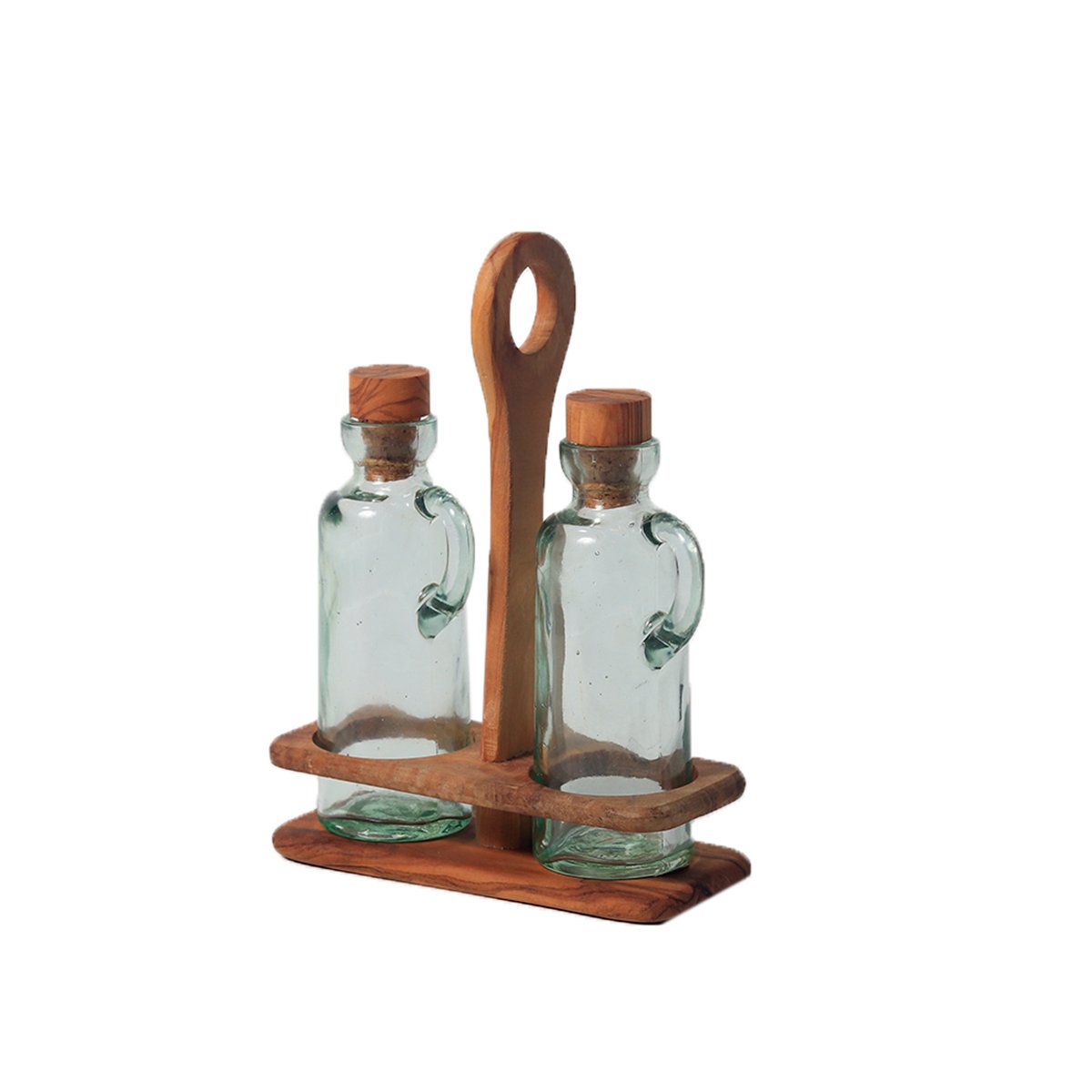 Tunisian Olive Wood Oil Jar -  Set of 2